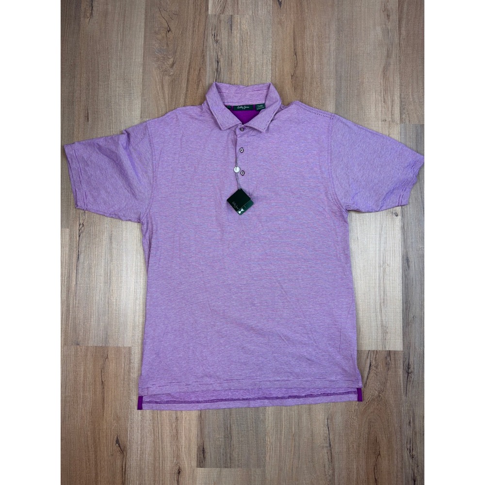 Bobby Jones Mens Pima Cotton Lycra Polo Shirt Bora Bora Purple Stripe Large NWT